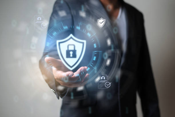 istock Cybersecurity data protect and privacy concepts. Businessman protecting personal data on  virtual screen interfaces. Internet network security technology. cyber security. 1496803926