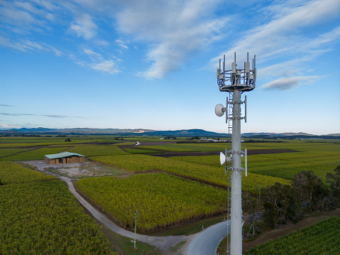 5G Network Tower on sugar cane farm in rural Australia