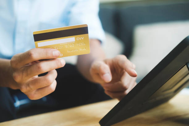 istock Customer shopping online pay by credit card. 1496814268