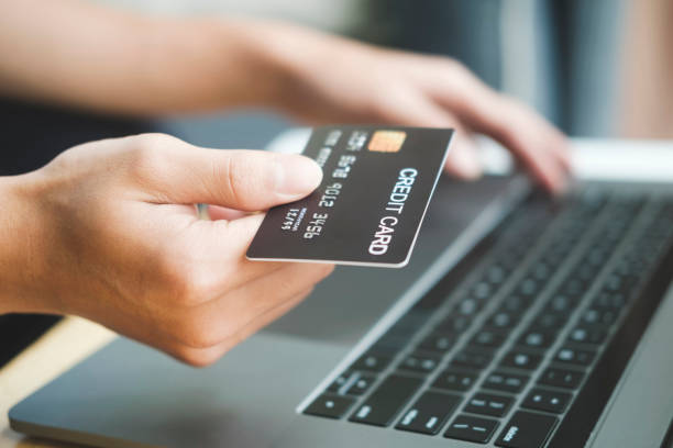 istock Customer shopping online pay by credit card. 1496814270