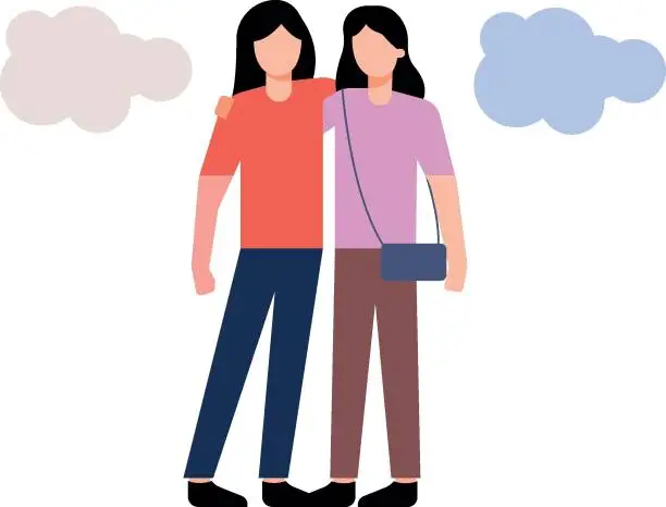 Vector illustration of Two friends are standing.