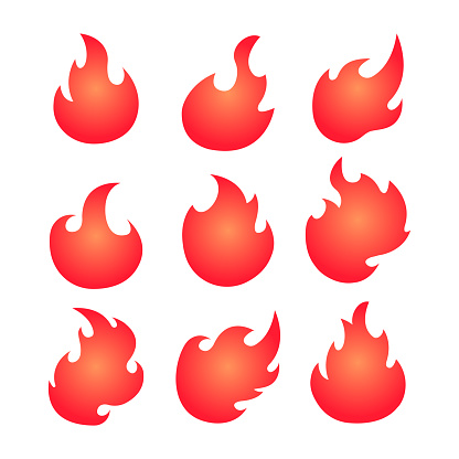 Fire Flame Shape Vector Illustration Set Stock Illustration - Download ...
