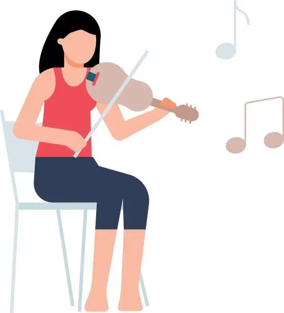 Vector illustration of The girl is playing the violin.