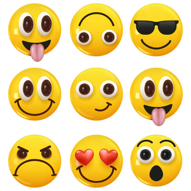 istock Set of 3d icon yellow color smile emoji. Set Icon Smile Emoji. Vector 1496823344