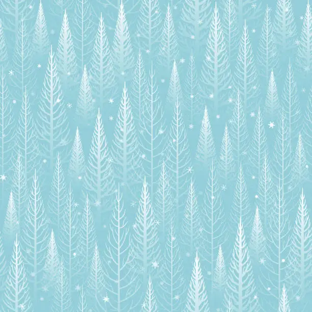 Vector illustration of Seamless blue winter forest background