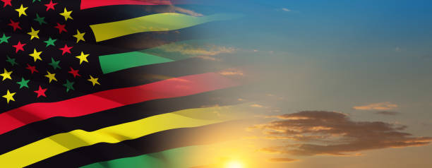 istock Alternative Juneteenth Flag with sunrise or sunset. Since 1865. Banner. 1496827941