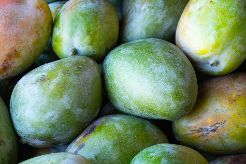 mangoes in a bazaar in Egypt close-up on a store counter