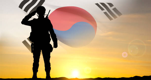 istock Silhouette of a soldier on background of sunset 1496838399