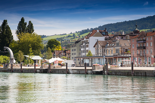 Seaside promenade,harbour, Rorschach, Lake Constance, Canton of St. Gallen, Switzerland, Europe