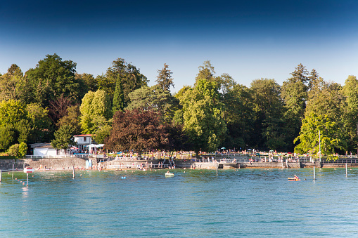 Bathing area,Bad Schachen, Lake Constance, Baden-Wuerttemberg, Germany, Europe