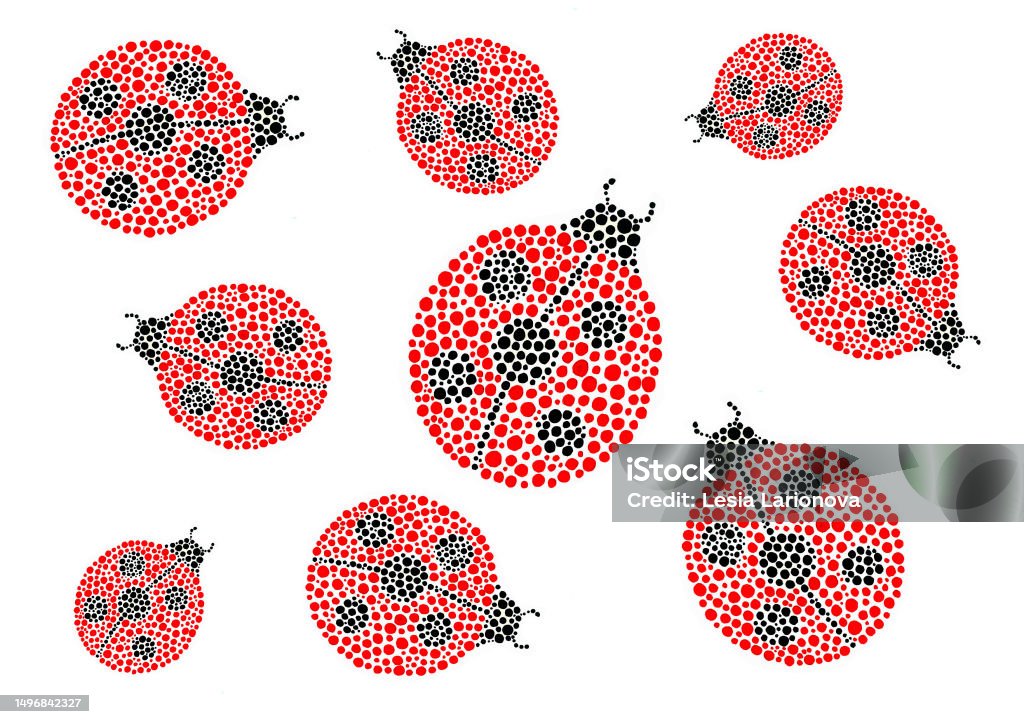 Ladybug Insect Pattern Pattern With Insects Ladybug Dotted Isolated On White Background Stock ...