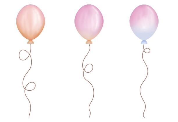 акварельные разноцветные воздушные шары. набор красочных воздушных шаров, иллюстрированных на белом фоне. день рождения. - birthday balloon bouquet clip art stock illustrations