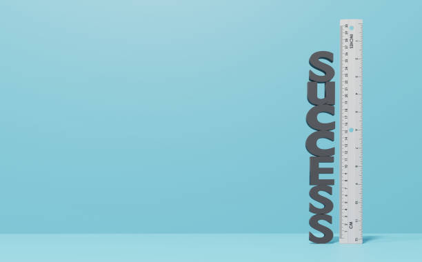 istock Measuring Success: Comparing Aspirations and Achievements on Blue Background 1496848522