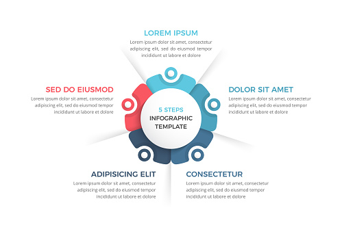 Circle diagram with 5 steps with place for your text, infographic template, vector eps10 illustration