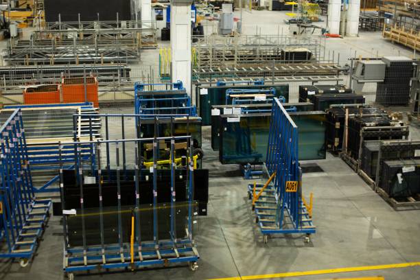 istock Manufacturing environment producing PVC windows in a factory 1496849939