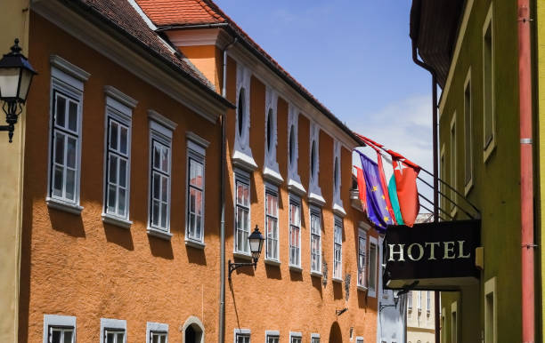 istock houses and a hotel with flags in sopron hungary 1496850055