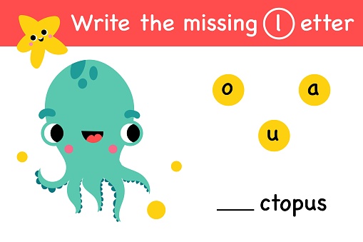 Octopus Exercise Underwater Letter Octopus Alphabet Missing Letter Matching Exercise ...