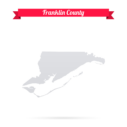 Map of Franklin County - Florida, isolated on a blank background and with his name on a red ribbon. Vector Illustration (EPS file, well layered and grouped). Easy to edit, manipulate, resize or colorize. Vector and Jpeg file of different sizes.