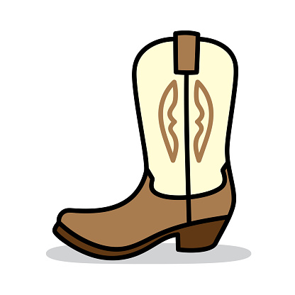 Vector illustration of a hand drawn cowboy boot against a white background.
