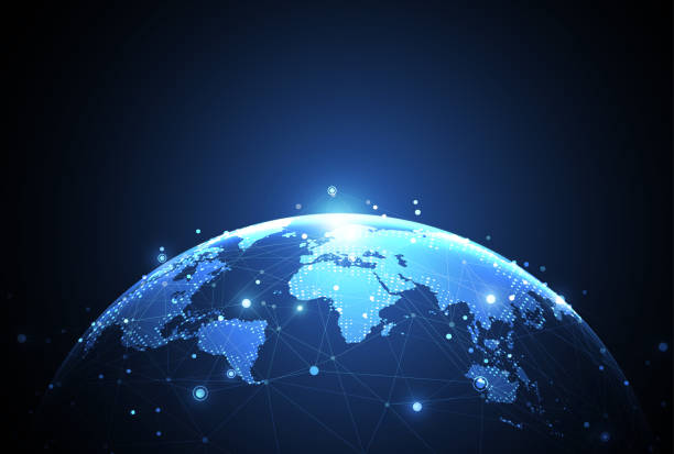 istock Global network connection. World map point and line composition concept of global business. Vector Illustration 1496852978