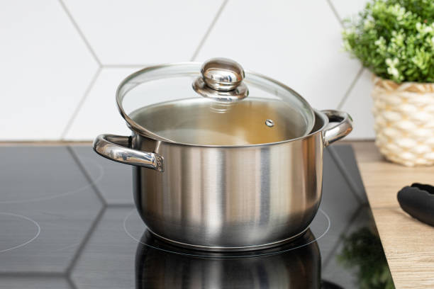 istock Stainless steel cooking pot on modern kitchen 1496853051