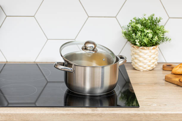 istock Stainless steel cooking pot on modern kitchen 1496853200