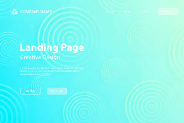 Vector illustration of Landing page Template - Abstract gradient background with Blue circles