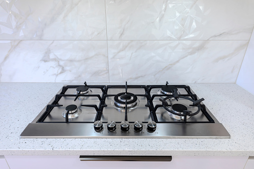 Brand new gas stove in a modern house