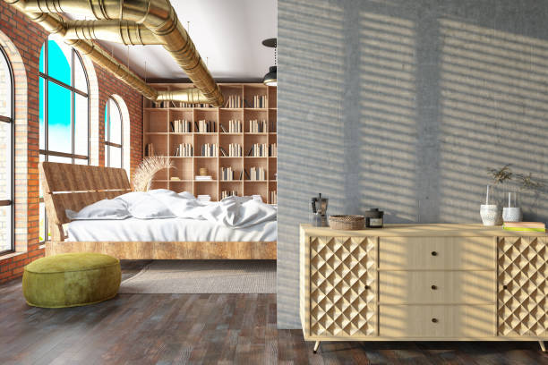 istock Industrial Style Loft Bedroom 1496859263