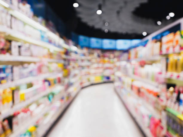 istock Supermarket shelf Retail Business Blur background 1496859425