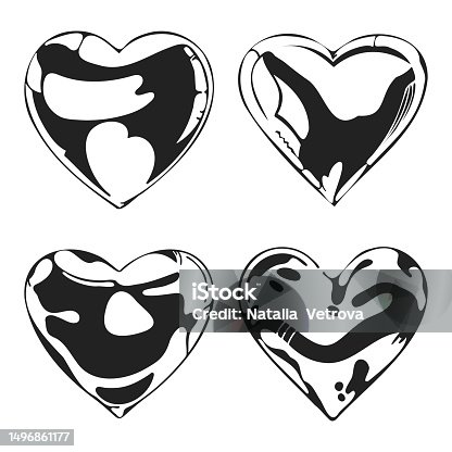 istock Set of four hand-drawn illustrations. A variety of heart-shaped patterns. 1496861177