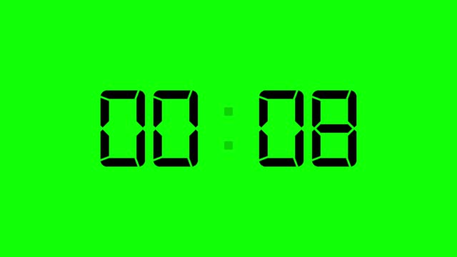 Digital countdown 30 seconds on green screen background