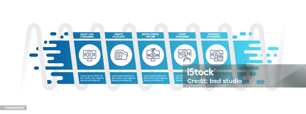 Live Streaming Process Chart Streaming Service Infographic Chart Design Template Stock Illustration ...