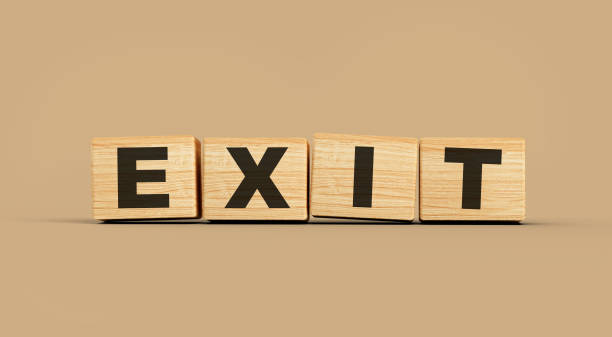 istock Wooden blocks Exit word concept isolated background 3d illustration 1496872069