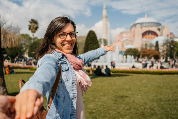 istock Follow-Me Concept In Front Of Hagia Sofia In Istanbul 1496876079