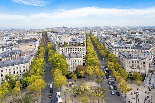 Panoramic view of Paris taken from the Triumphal Arch, France