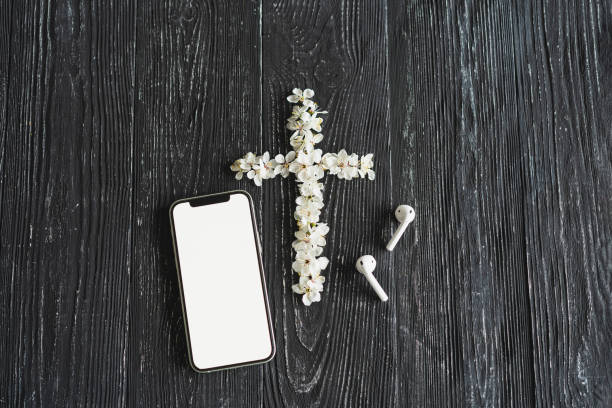 istock Spring flowers in the shape of a cross. 1496877913