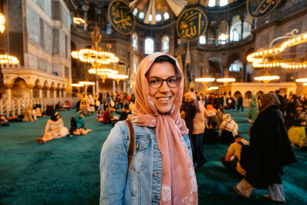 istock Young Woman Inside Of Hagia Sofia In Istanbul 1496877922
