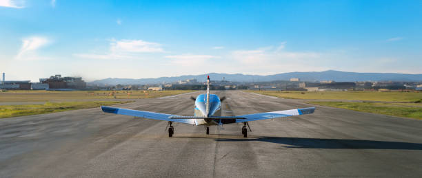 istock Blue single propeller plane prepared before takeoff on the empty runway of Sabadell airport on a sunny summer day 1496878278