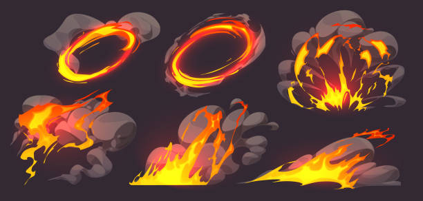 火のゲーム効果、煙の炎のアニメーション - vfx点のイラスト素材／クリップアート素材／マンガ素材／アイコン素材