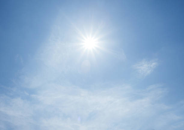 perfect blue sky with the sun and sunbeams