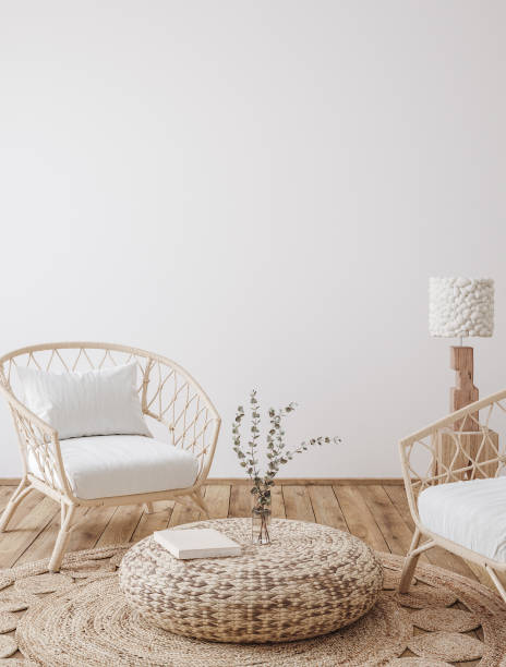 istock Farmhouse living room interior background, wall mockup 1496886332