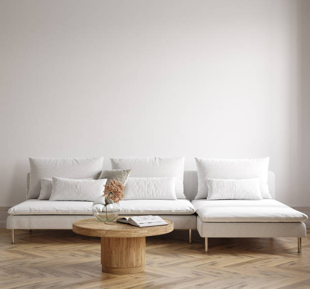 istock Minimalist modern living room interior background, Scandinavian style 1496886350