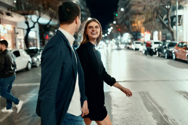 Man enjoying with his girlfriend in the city