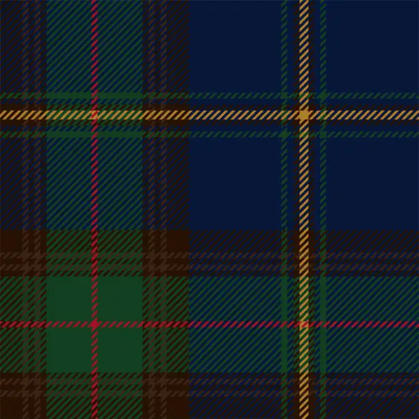 Vector illustration of Colorful Scottish Tartan Plaid Pattern Fabric Swatch