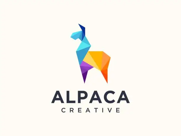 Vector illustration of geometric polygonal colorful modern alpaca template vector illustration