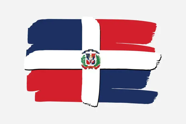 Vector illustration of Dominican Republic Flag with colored hand drawn lines in Vector Format