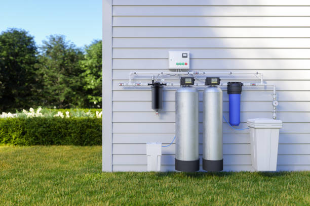 система фильтрации воды в доме на заднем дворе - desalination plant фотографии стоковые фото и изображения