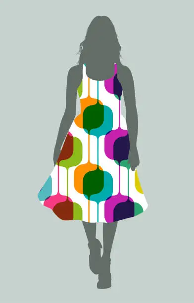Vector illustration of Women’s Fashion Patterned Dress