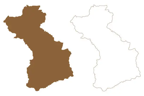Vector illustration of Schwaz district (Republic of Austria or Österreich, Tyrol or Tirol state) map vector illustration, scribble sketch Bezirk Schwaz map